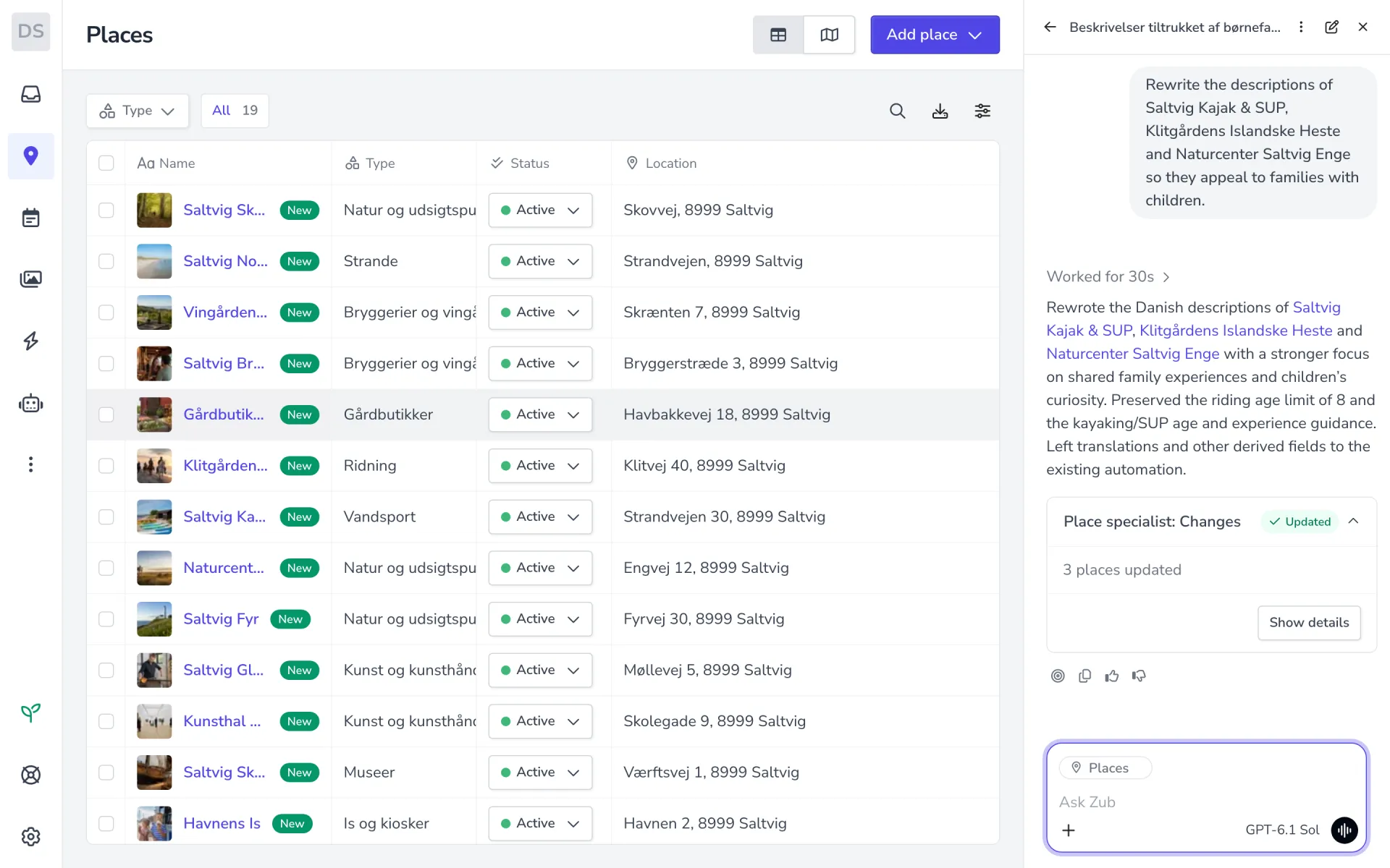 The Zublime platform for destinations