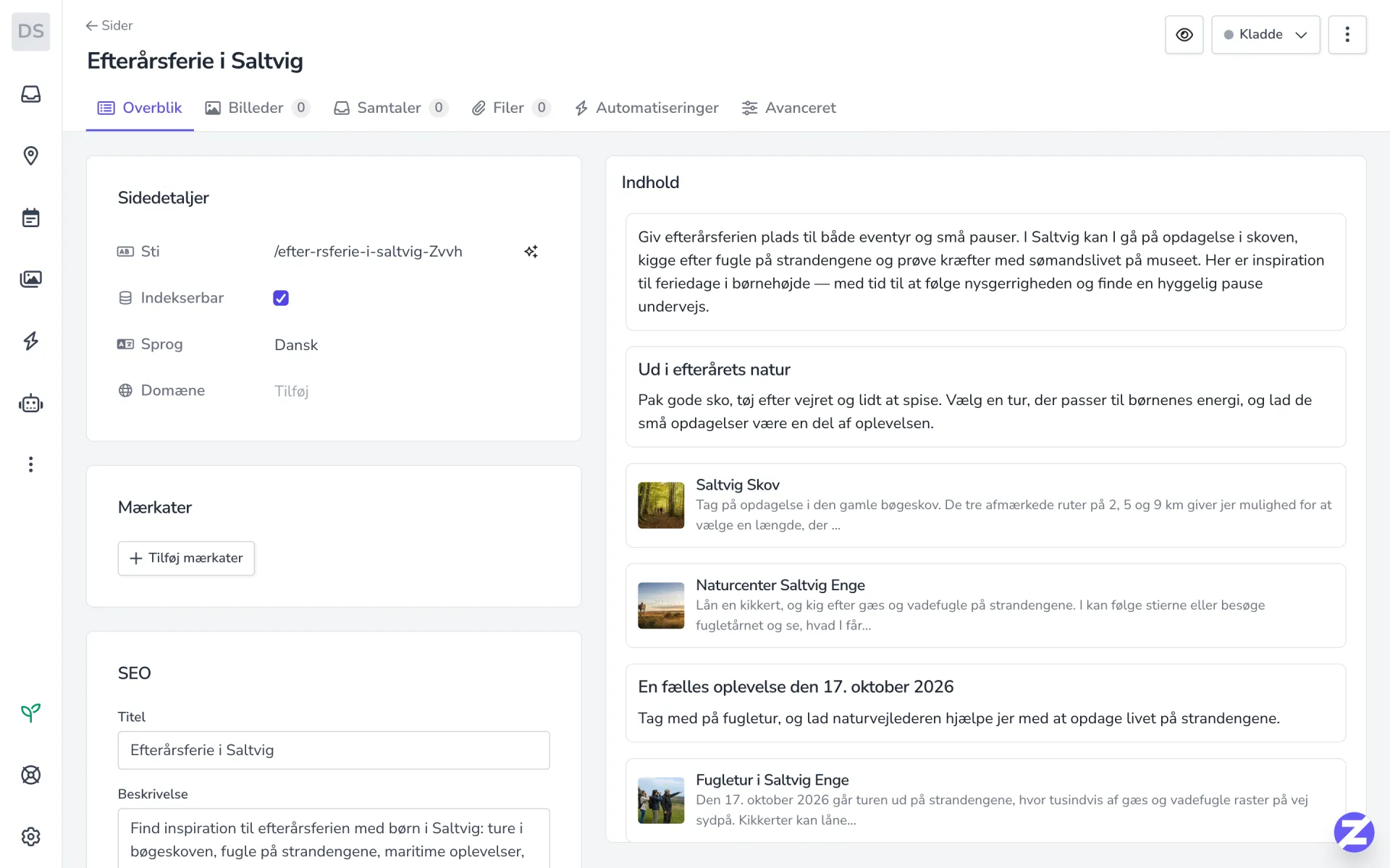 Kampagne- og SEO-sider på få minutter